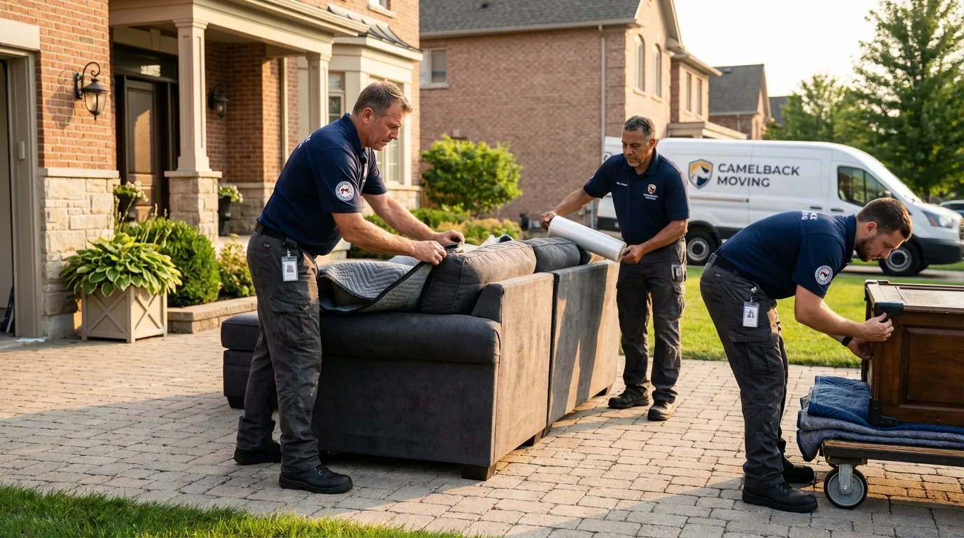 Large estate moving crew wrapping furniture in Wewoka, OK